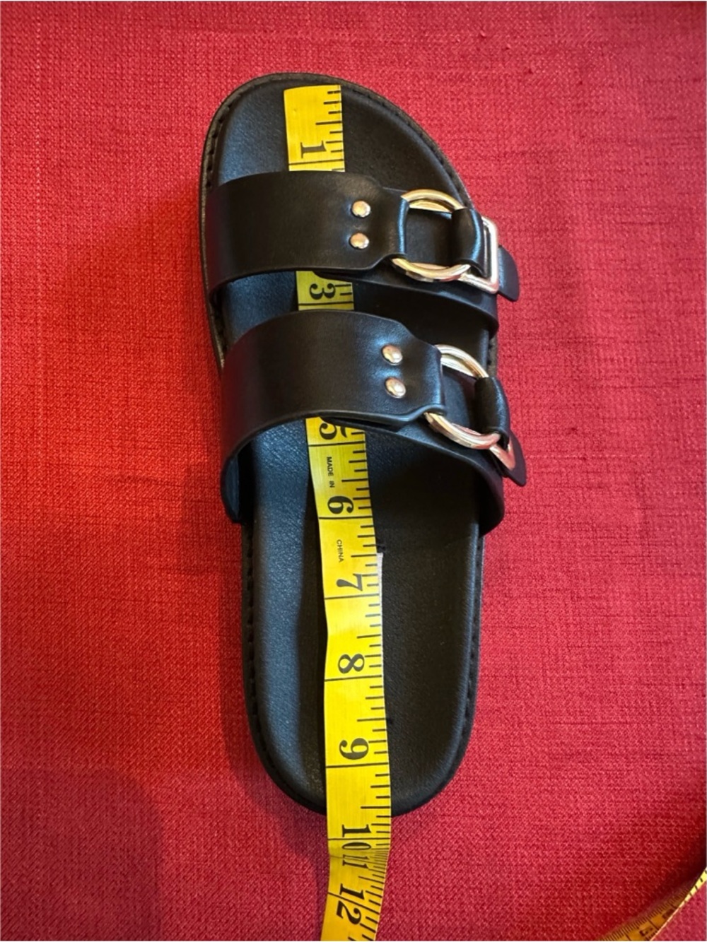 Steve Madden Black Slides with Gold Buckle Accents NWOB, 7 - Picture 8 of 9